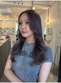 韓国ヘア レイヤーカット ハイトーン ラベンダーグレー