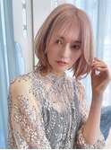 【ロンドジュルード杉原】ピンクベージュ くびれボブ ハイトーン