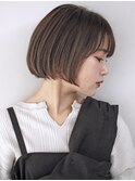 大人可愛い　ボブ　ミニボブ　内巻き　透け感