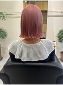 20代30代ソフトウルフ肩ラインダブルカラーピンクカラー