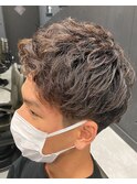 ショートアップバング×無造作パーマスタイル