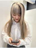 ホワイトブロンドホワイトグレージュバイカラーツートンカラー