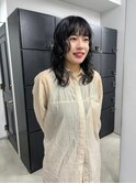 顔周りレイヤーカット20代30代ロングパーマアッシュグレージュ