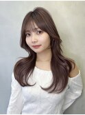 □ 韓国顔周りレイヤーカット似合わせカットフェミニンロング