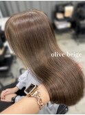 オリーブベージュ　オリーブカラー　ブリーチなし　ツヤカラー
