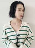 切りっぱなし外ハネボブパーマショートボブパーマ