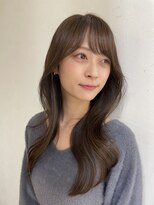 アム 表参道(am)&nbsp;顔まわりカット【小顔薄めバンググレージュレイヤーロング前髪】