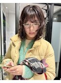 ラテグレージュ顔周りレイヤーボブ韓国巻き結べるレイヤーカット