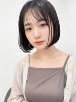 アース 戸塚店(HAIR&MAKE EARTH) 20代30代40代大人可愛い艶感グレージュ切りっぱなしボブ
