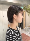 透明感カラー ボブ 前髪 ショート カラー ブリーチ&ダブルカラー