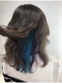 《アンククロスYUKI》アッシュベージュ×インナーカラー