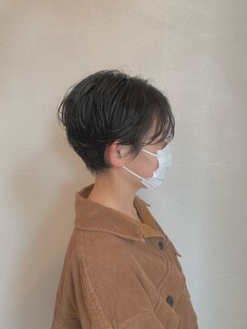 トップヘアーヒルズ 安城(TOP HAIR HILLS) 柔らかショートパーマスタイル/アッシュブラック/メンズライク