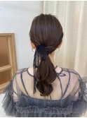 参列ヘア ローポニー ポニーテール 編み下ろし