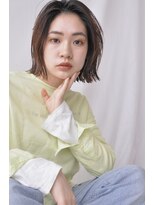 トリッカ シブヤ(TRICCA SHIBUYA) 切りっぱなしボブ/センターパート/インナーカラー/ハイライト