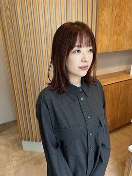 ヘアデザイン ソラ(Sola) くびれ大人ミディカシスブラウン外ハネ20代30代40代