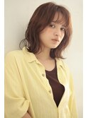 レイヤーロブ　ニュアンスパーマ　オレンジベージュ　中目黒