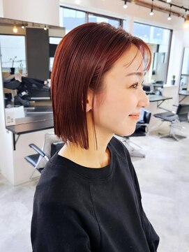 エイス 梅田 中津(Ace) きりっぱなしボブ　ピラミンゴカラー