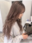ピンクベージュ_アドミオカラー_ダブルカラー_レイヤーカット