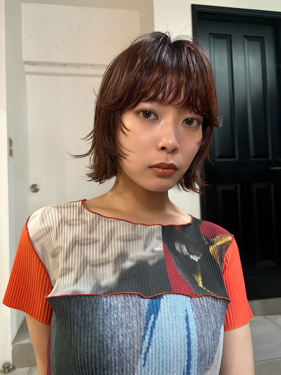 【表参道sheta小林】オレンジブラウンボブウルフウルフボブ