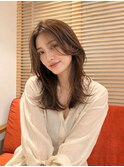 セミロングレイヤー30代ヘーゼルベージュ銀座日比谷