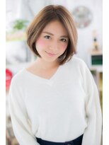 ミック ヘアアンドメイク アップ 駒込店(miq Hair&Make up)&nbsp;伸ばしかけにも◎暖色系カラーひし形シルエットロブ