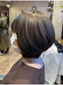 20代30代40代前下がり丸みショートストレート大人ボブ