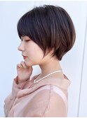 〇韓国前髪ショートボブピンクベージュシースルーバング