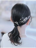 結婚式・お呼ばれ タイトローポニー ＋金箔スタイル