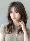 前髪あり/顔周りレイヤー/アッシュブラウン