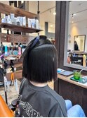 黒髪大人可愛い透明感ストレート小顔ボブ髪質改善ストレート