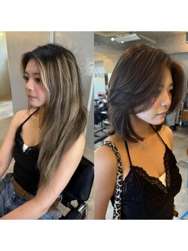 ナループロア ルームー(Nalu pu loa ROOMOO) 海外風レイヤーカット/カーテンバング/ブラウンカラー