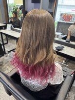 パヌポン(PANUPON)&nbsp;ベージュハイライトダブルカラーバレイヤージュケアブリーチ