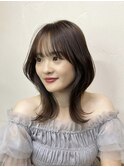 レイヤー/くびれ巻き/韓国風/アッシュブラウン