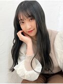 うる艶ナチュラルロング×シアーブラウン×透けバング