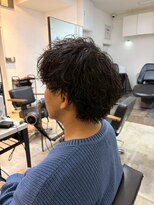 アルメリアメンズ(Arumeria Men's)&nbsp;ニュアンスパーマ/黒髪マッシュ/無造作ショート