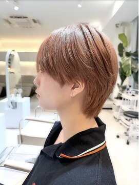 ノラ ウメダ(NORA UMEDA) 韓国ヘア ピンクブラウン×ショートマッシュ×メンズカット