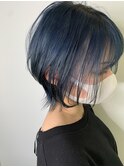 #ウルフカット#ブルー#ブリーチ一回
