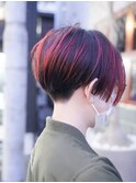 【SHARON原宿】ハイライトレッド×ハンサムショート