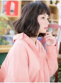 黒髪グレージュカラー前下がりボブくせ毛風c5大宮20代30代40代