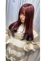 ユーフォリア 渋谷グランデ(Euphoria SHIBUYA GRANDE) レイヤーカット 赤髪 裾カラー エンドカラー