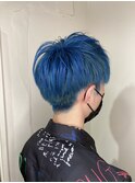 メンズツーブロショート　オーシャンブルー