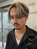 サンクプロジェクト(cinq PROJECT)&nbsp;メンズセンターパートウルフハイトーンブリーチカラーメンズヘア