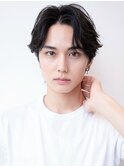 センターパートメンズマッシュ刈り上げメンズカット眉毛パーマ