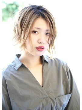 シーン(hair design SCENE) 《SCENE 林 担当♪ 》モード系ブリーチヘア♪前下がりショート♪