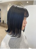 切りっぱなしボブ×ブルーブラック