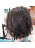 ボブ/ミディアム/20代30代/無造作外ハネ/ナチュラルブラウン/
