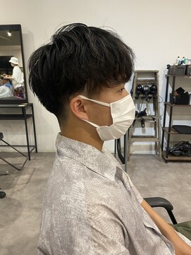 ナンバー(number+) 爽やかメンズ☆無造作ツーブロックマッシュナチュラル黒髪