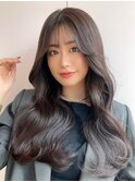 韓国前髪顔周り×フェミニンダークアッシュ【新宿/髪質改善】