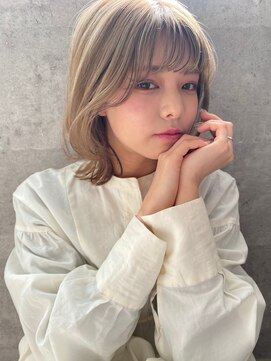 カナモ(Canamo) シアーグレージュ インナー バイカラー ミディアムレイヤーヘア