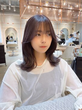 ロンド エスポワール 錦糸町(Lond espoir) ピンクベージュ前髪カタログマルチダボブ【韓国ヘア/鈴木颯】